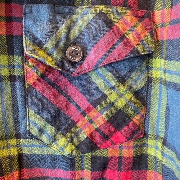 Billabong Men’s large Plaid colourful Casual Button Down Shirt w/ elbow patches - Picture 2 of 8